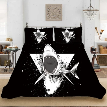 

3D HD Print Comforter Cartoon Shark Luxury Bedding set Bedclothes Include Duvet Cover Pillowcase Print Home Textile Bed Linens