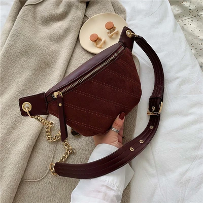 DORANMI замшевая кожаная поясная сумка для женщин, нагрудные сумки, модная сумка через плечо, поясная сумка, Женская однотонная сумка Nerka DJB988 - Цвет: brown
