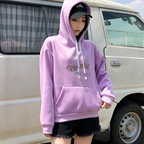 Женские толстовки с длинным рукавом, с буквенным принтом, Kawaii, harajuku, с карманами, толстовки, зимние, негабаритные, с капюшоном, флис, теплая толстовка с капюшоном - Цвет: ShanH 1363 zi