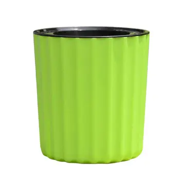 

New Automatic Vertical Stripes Round Shape Self Watering Plant Flower Pot Planter For Desktop Table Floor Garden Home Decoration