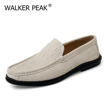 

Breathable Men Casual Shoes Summer Genuine Leather Mens Loafers Moccasins Slip On Men's Flats Male Driving Shoes walkerpeak