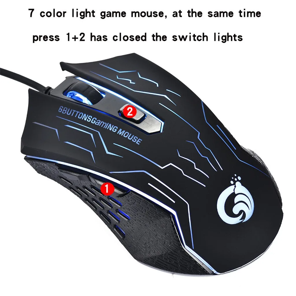 USB эргономичные мыши 7 режимов подсветки до 3600 dpi RGB Проводная игровая мышь Проводная Высокая чувствительность игровая мышь для ПК