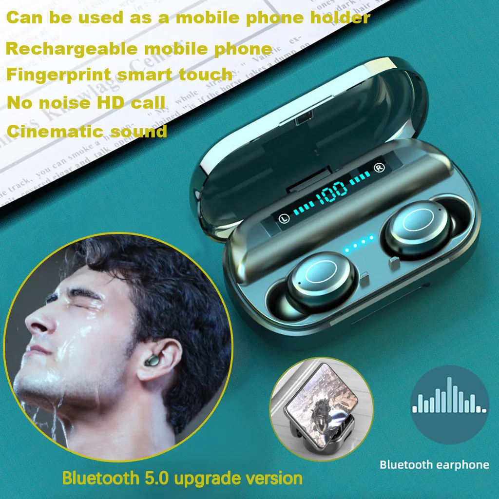 Wireless Earphones Bluetooth 5 Headset TWS Mini Stereo Headphones Sport In Ear Earbuds For iPhone with Charging Case 4 Ear Caps