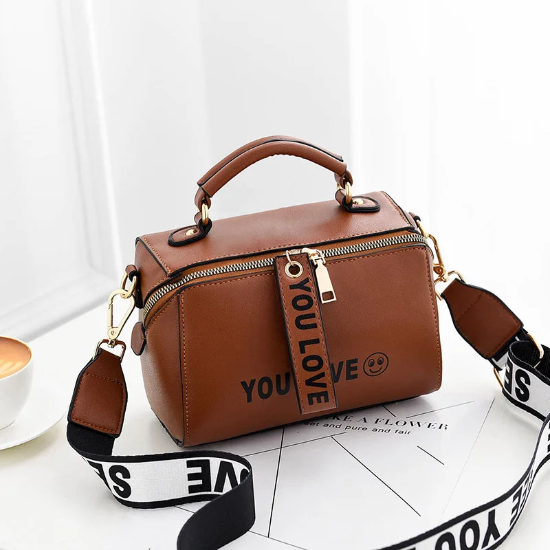 Brown Handbag Модная подушка сумка высокого качества из искусственной кожи женские дизайнерские сумки модные буквы наплечный ремень через плечо роскошный женский клатч черные коричневые сумки - Цвет: Brown Handbag