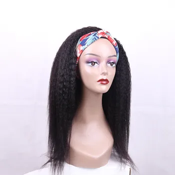 

Brazilian Kinky Straight Wigs With Headband Remy Hair Scarf Wigs For Women 100% Remy Human Hair Wigs With Headband No Glues