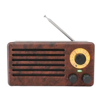 

Portable Wood Grain Wireless Bluetooth Speaker Retro Radio Stereo