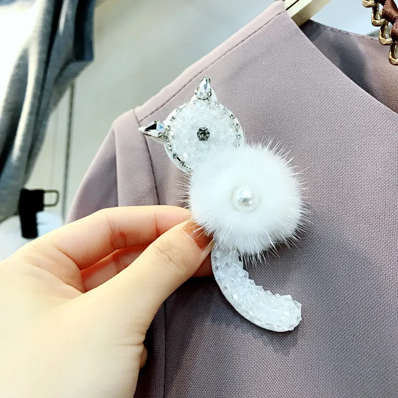 Новые модные нагрудный знак брошь из меха норки котенок корсажное платье с