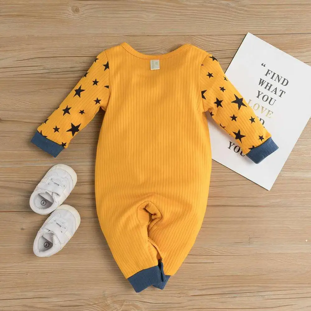 Newborn Bodysuit Round Neck Long Sleeve Cotton Single-breasted Star Animal Cartoon Image Baby Bodysuit