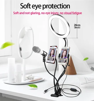 

LED Ring Light For YouTube Video Live Stream Makeup Tutorial 8 inch Camera Ringlight Phone Holder Photo Video Studio Kit Beauty
