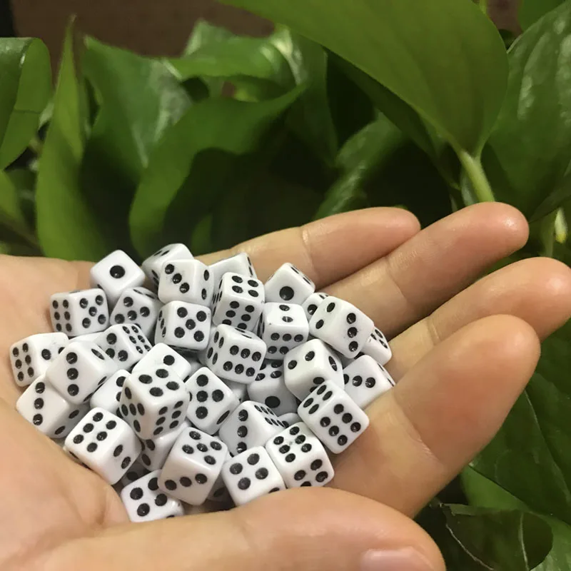 Plastic Dices Board-Game Six-Sided White Parties Standard 8mm 50pcs/Lot Decider Birthday