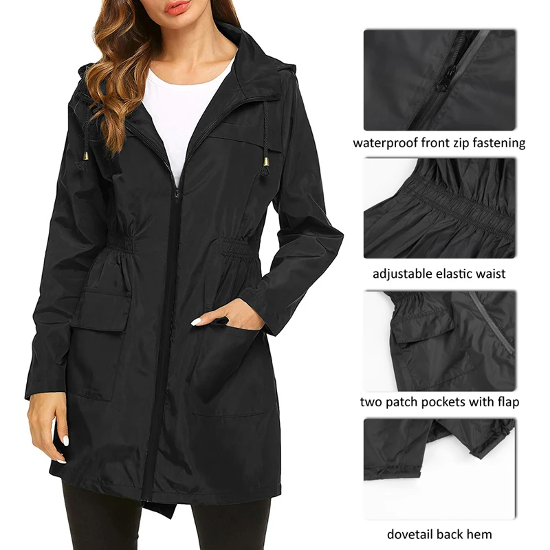 Женские ветрозащитные Длинные куртки с капюшоном, приталенная тонкая верхняя одежда на молнии, разноцветные осенне-зимние пальто, спортивное пальто для улицы