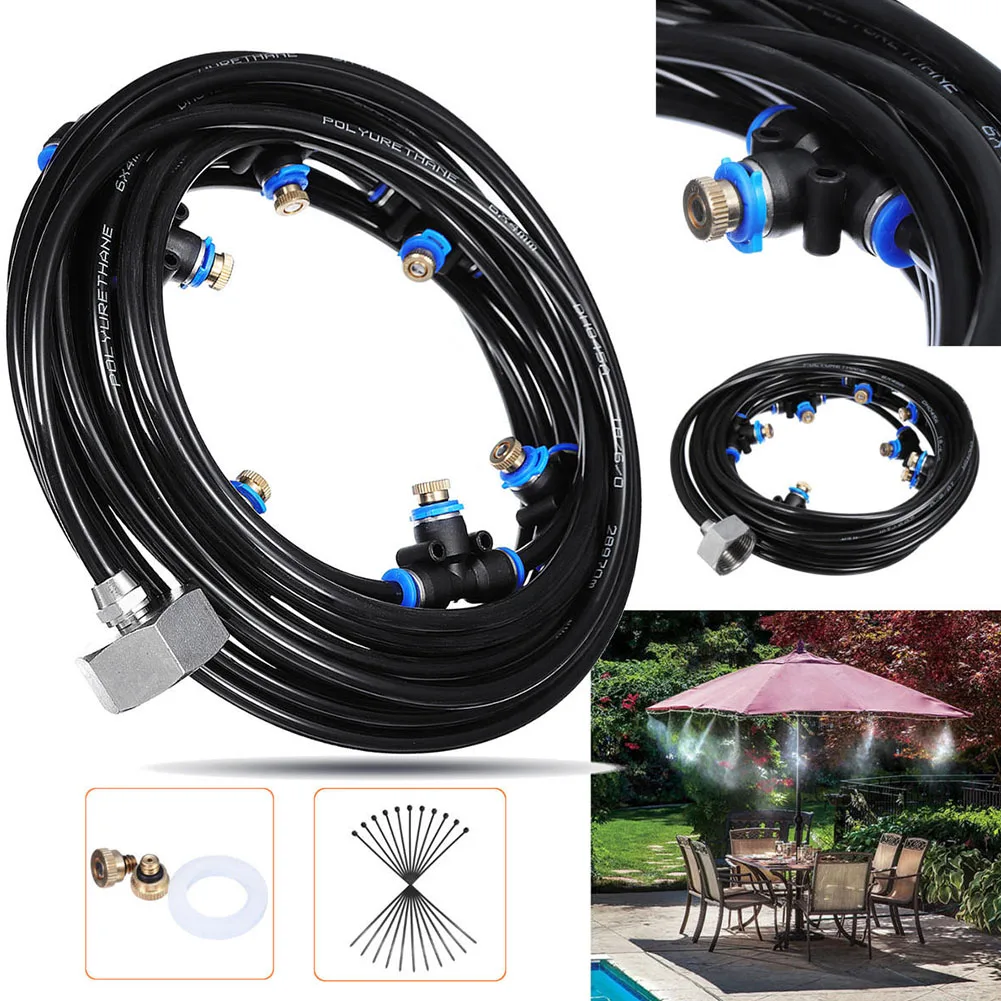 

8m Summer Misting Cooling System Humidify Greenhouse Home Easy Install Garden Irrigation With Line Sprayer Outdoor Efficient