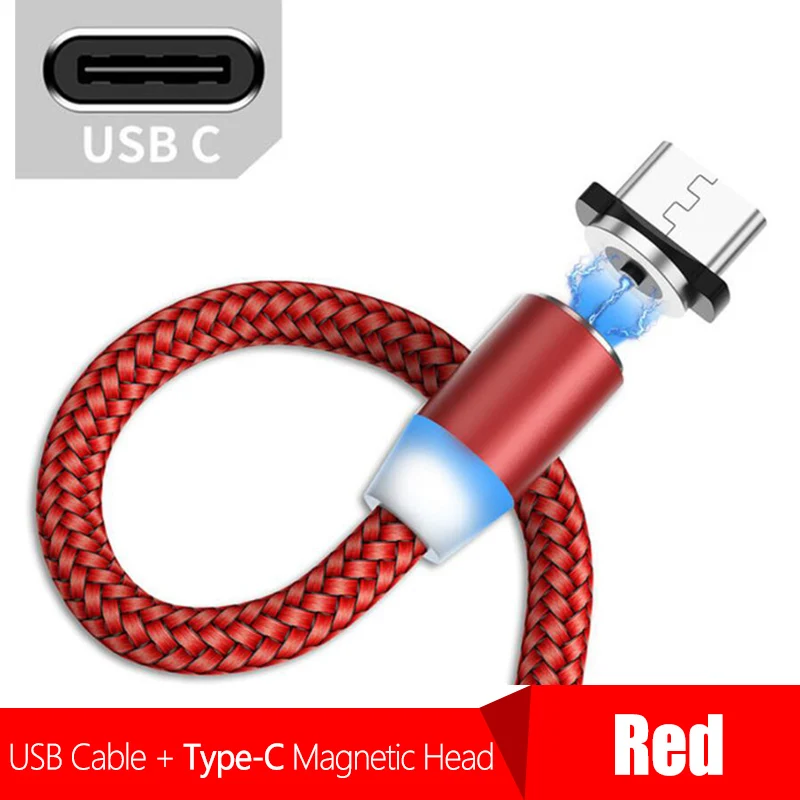 Магнитный usb-кабель Ustarmate для быстрой зарядки и передачи данных для iPhone Micro type-C, кабели USB для быстрой зарядки, кабель USB для мобильного телефона - Цвет: For Type C Red