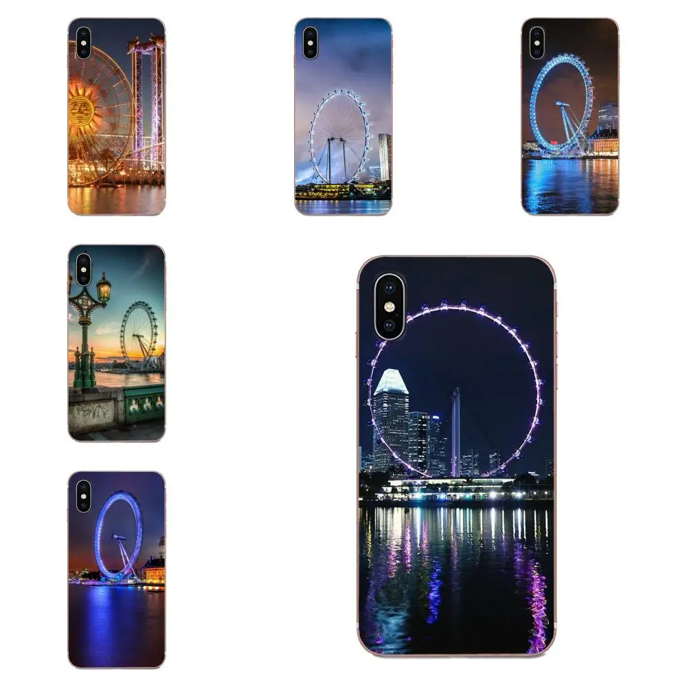 TPU Transparent Cover Bag For Apple iPhone 11 Pro X XS Max XR 4 4S 5 5C 5S SE 6 6S 7 8 Plus Cool London Colorful Ferris Wheel | Мобильные