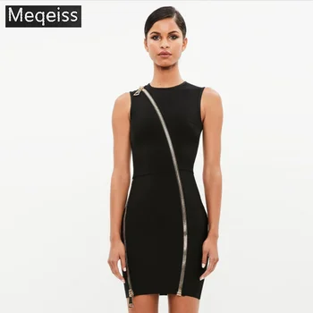 

MEQEISS Autumn Bandage Dress 2019 Fashion Sexy Sleeveless Club Bodycon O Neck Celebrity Ladies Clothes Evening Party Dresses