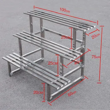 

Three-layer ladder stainless steel flower stand pot rack balcony wrought iron multi-layer flower shelf indoor and outdoor rack
