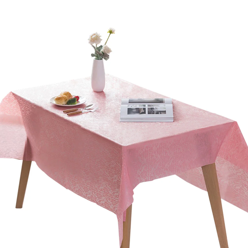 Disposable Tablecloth Pink White Princess Kids Happy Birthday Party Lace Plastic Wipe Clean Tablecover Supplies