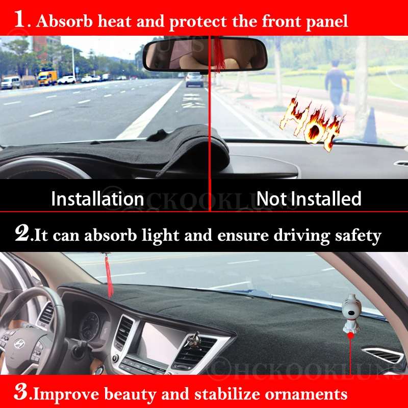 car stickers Dashboard Cover Protective Pad for Hyundai Santa Fe 2013 2014 2015 2016 2017 2018 DM IX45 Accessories Dash Board Sunshade Carpet car window stickers