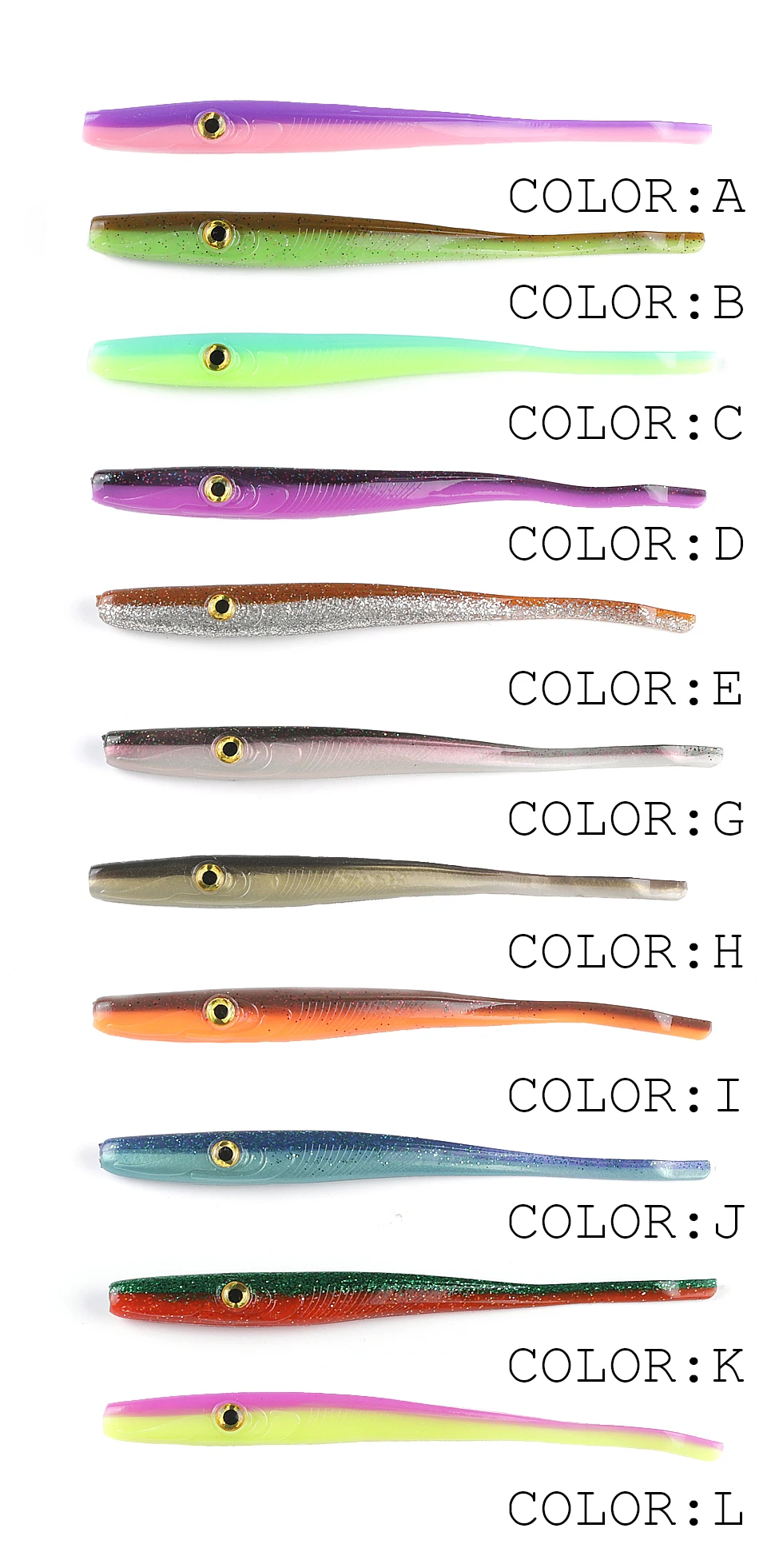 Supercontinent Crazy Slug 185 mm/3 Stück 125 mm/6 Stück weicher Angelköder Seebarsch künstlicher Köder Silikonwurm Shad Aal Needlefish – Detail 2