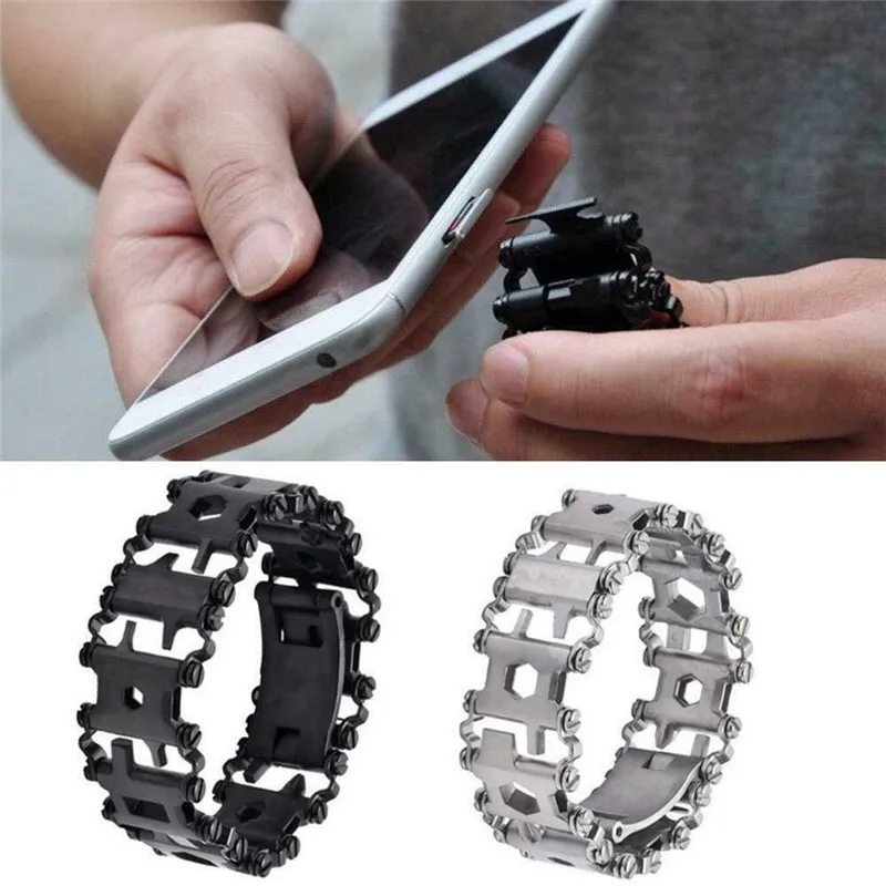 

Stainless Steel 29 In 1 Outdoor Multi Functions Survival Bracelet Wearable EDC Camping Hiking Tools Bracelet Screwdriver Set
