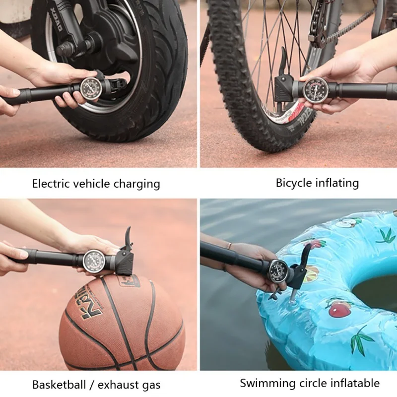 Wheel up Argent Pédale Type Gonfleur baromètre pompe à air Appareil pour vélo électrique 