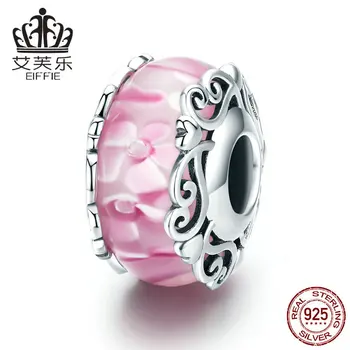 

Pink Flower Diy accessories spacer beads for jewelry making Fit pandora charms 925 silver original bracelet