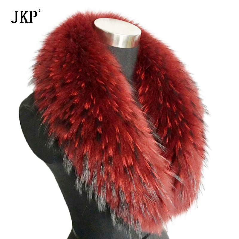 JKP 2019 натуральный меховой воротник из енота 100% шарф шерсти животных для женщин