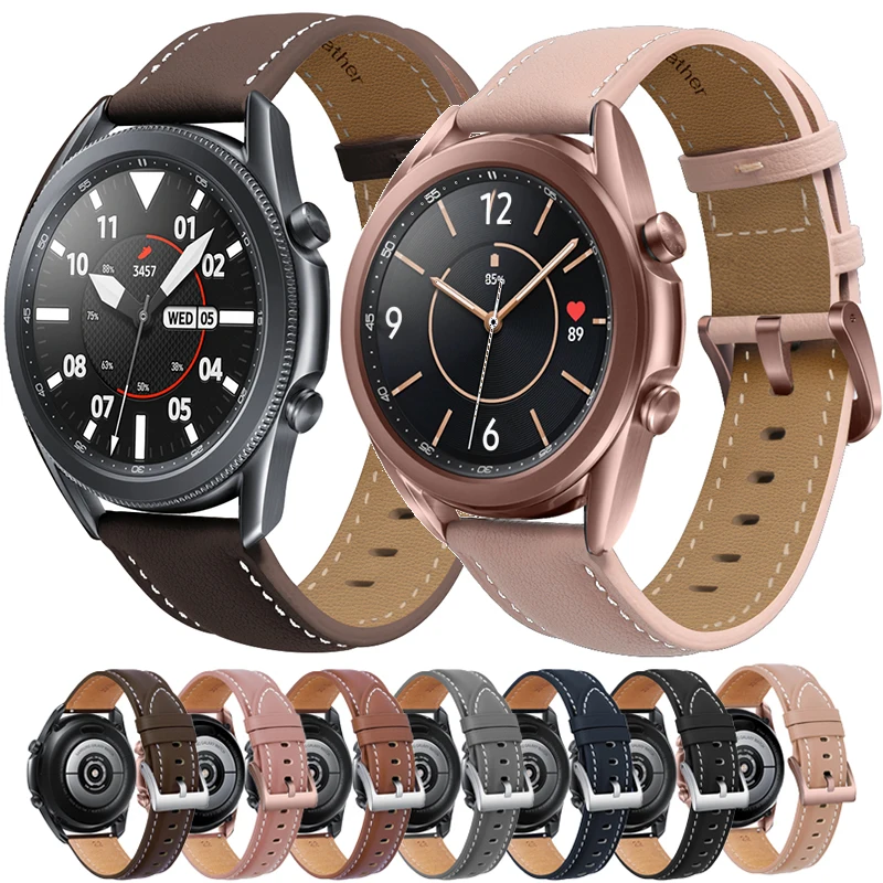 Precio reducido Correa de cuero para Samsung Galaxy Watch 3, correa de repuesto de 22, 20mm, 41, 45mm, 42mm, para Huawei Watch GT2, 46mm Erb1eGnjdaq