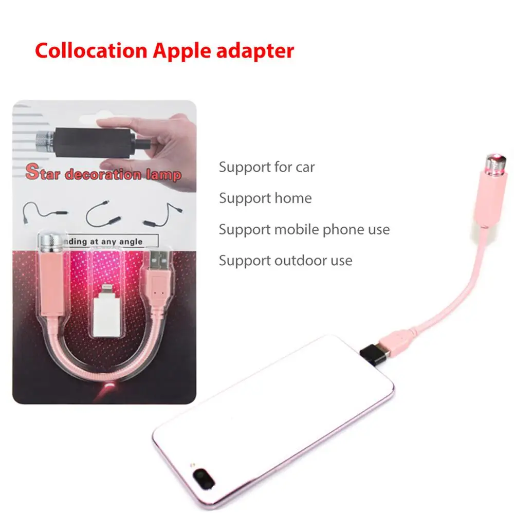 Pink light 06 Распродажа, автомобильный атмосферный светильник, USB, звездное небо, лампа, украшение, звезда, потолочный проекционный светильник, лазер, USB, на крышу, интерьерный автомобильный светильник - Испускаемый цвет: Pink light 06