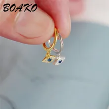 BOAKO модные корейские серьги из стерлингового серебра 925 пробы для женщин сглаз серьги-гвоздики с подвеской золотистая серьга со стразами изысканные украшения