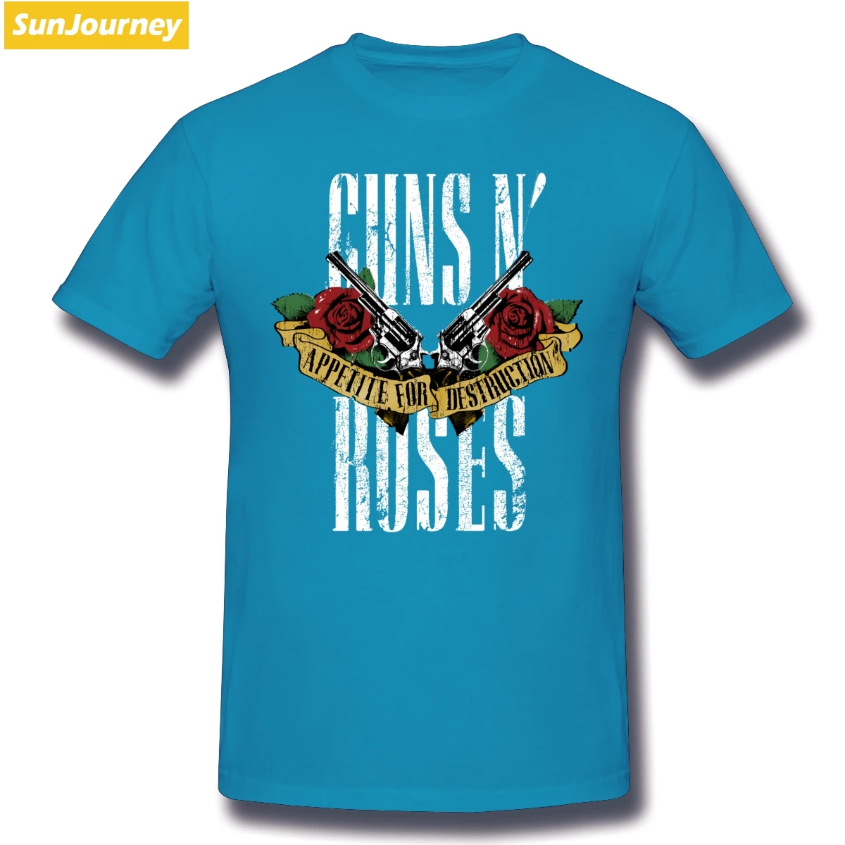 Harajuku guns N Roses Мужская футболка из хлопка с коротким рукавом на заказ Homme - Цвет: Синий