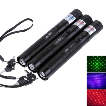 

2 in 1 High Power Green Laser Pointer Hunting red purple laser cap laser 303 sight device Adjustable Focus lazer pen