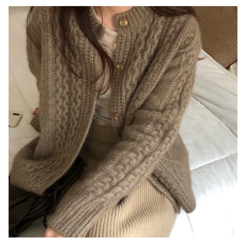 100% pure wool cardigan 2021 autumn and winter new cashmere sweater ...