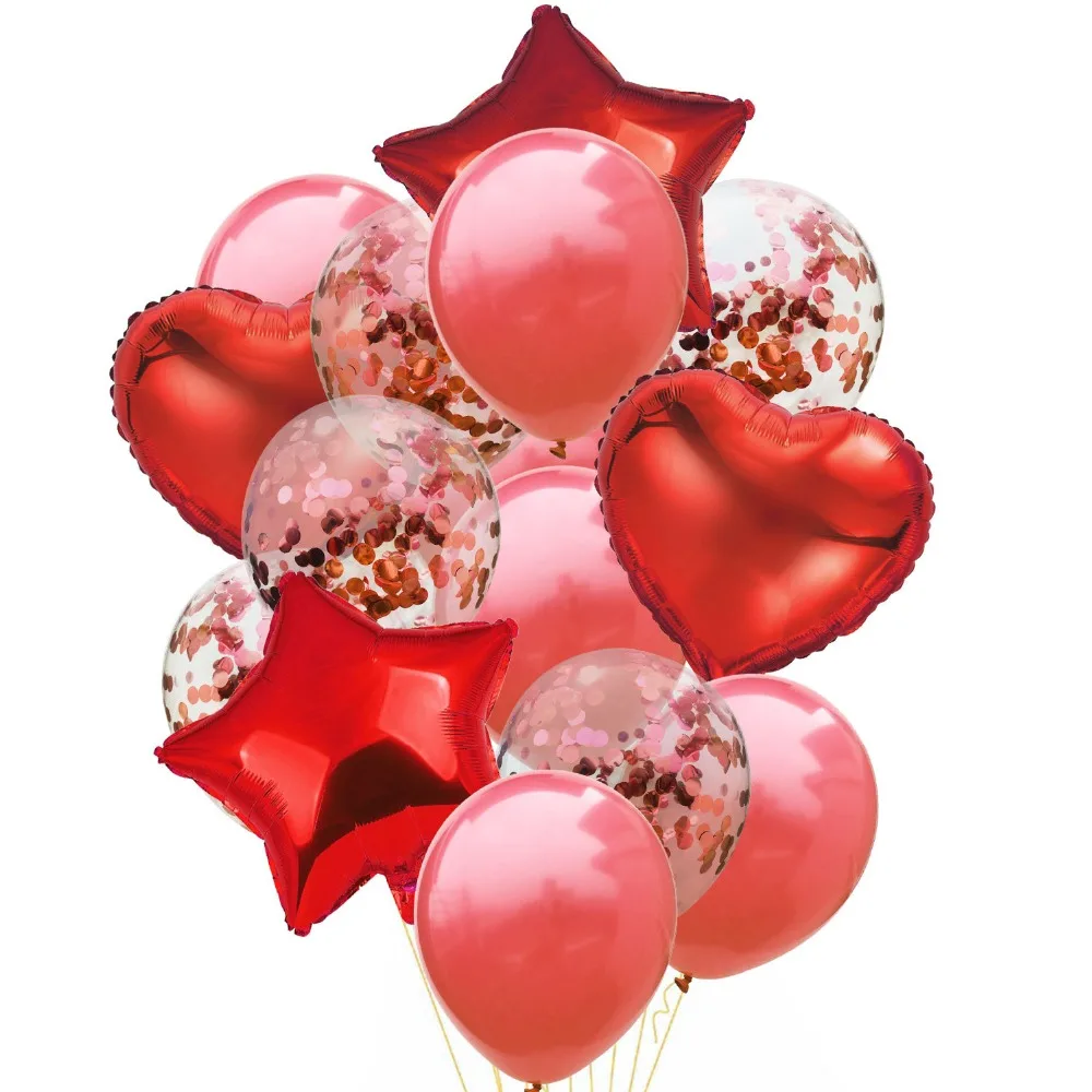 14 шт. розовое золото 18 дюймов Сердце Звезда шары украшения на свадьбу на день рождения вечерние конфетти латексные шары украшения детский подарок Globos
