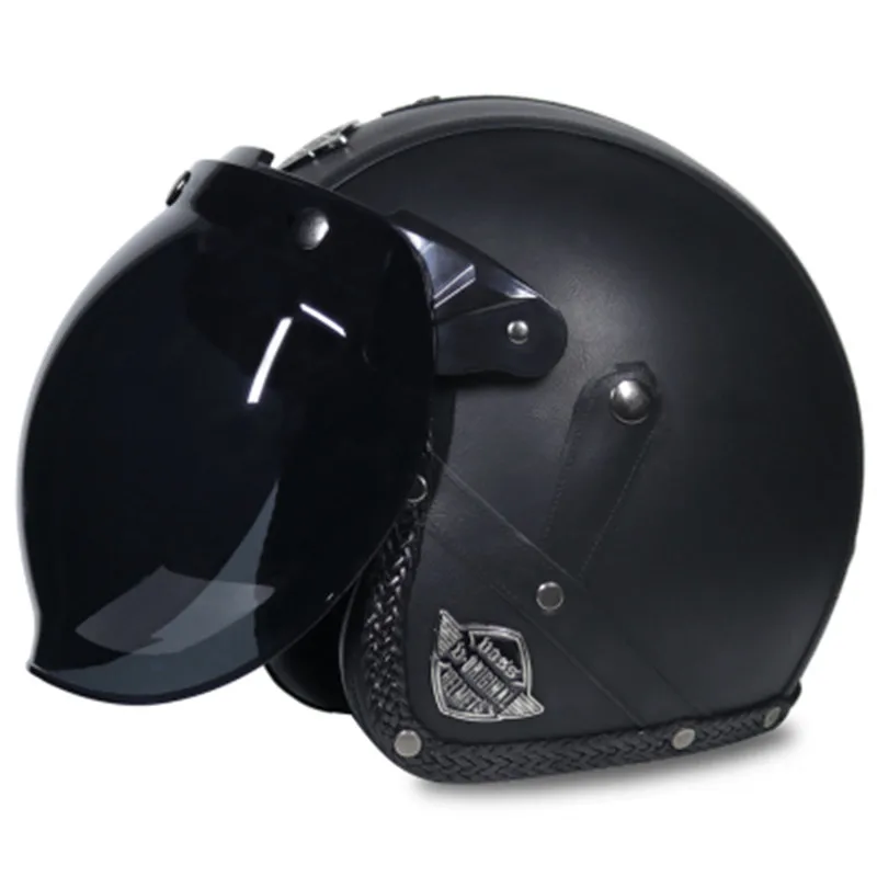 Capacete, Мото шлем VOSS 058 moto rcycle шлем половина шлем Электрический мото rcycle открытый лицевой кожаный шлем мото крест - Цвет: Design 2