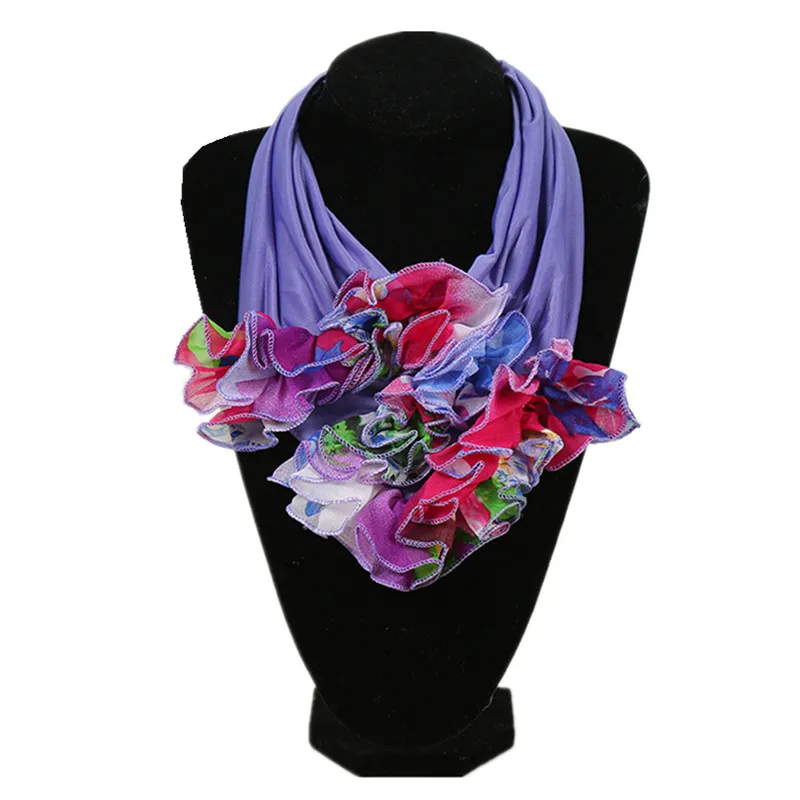 New Trend Women Scarf Floral Collar Scarf Luxury Big Flower Neckerchief Ring Neck Scarves Fashion Bandana Head Hijab For Ladies - Цвет: AY7