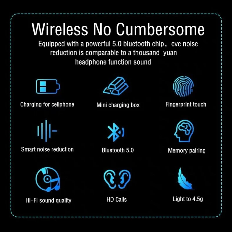 Bluetooth Earphone True Wireless Earbuds headset Stereo Sport Mini Headphones Waterproof Headphone For iPhone xiaomi huawei