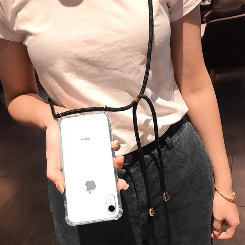 

transparent phone case for oneplus 7 1+7 oneplus 7pro 1+7pro lanyard shoulder strap rope cord case cover airbag Anti-knock coque
