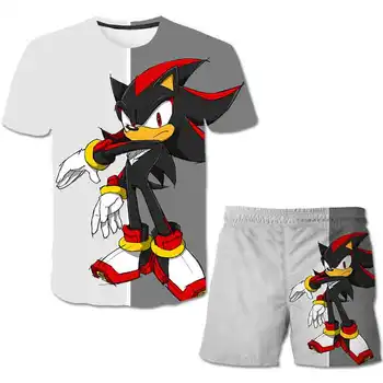 

Sonic the Hedgehog Boys Girls Suit Summer cartoon T-shirt Shorts Suit Children Set 2020 Clothing Kids 4-14 years old