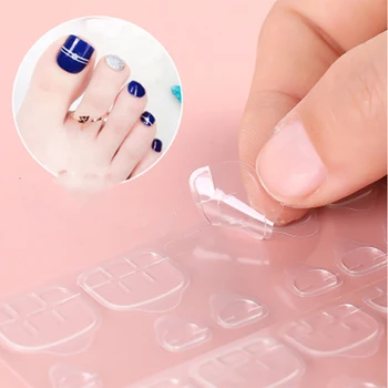 

Wholesales 24pcs Press On Stickers For Toe NailS Double-sided Adhesive Transparent DIY Fake Nail Special Invisible Decals TY