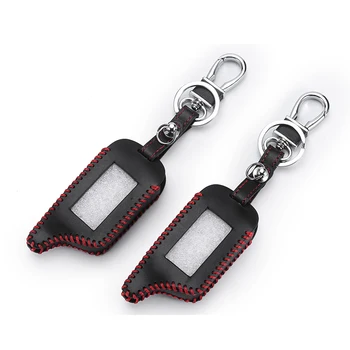 

Top Leather Car Key Cover For Starline B9 A61 A91 B6 V7 Starlionr Two Way Car Alarm LCD Transmitter Remote Control Car Key Case