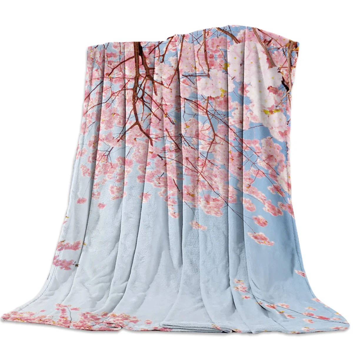 Pink Cherry Blossoms Bedspread Coverlet Blankets Blanket Travel Cover