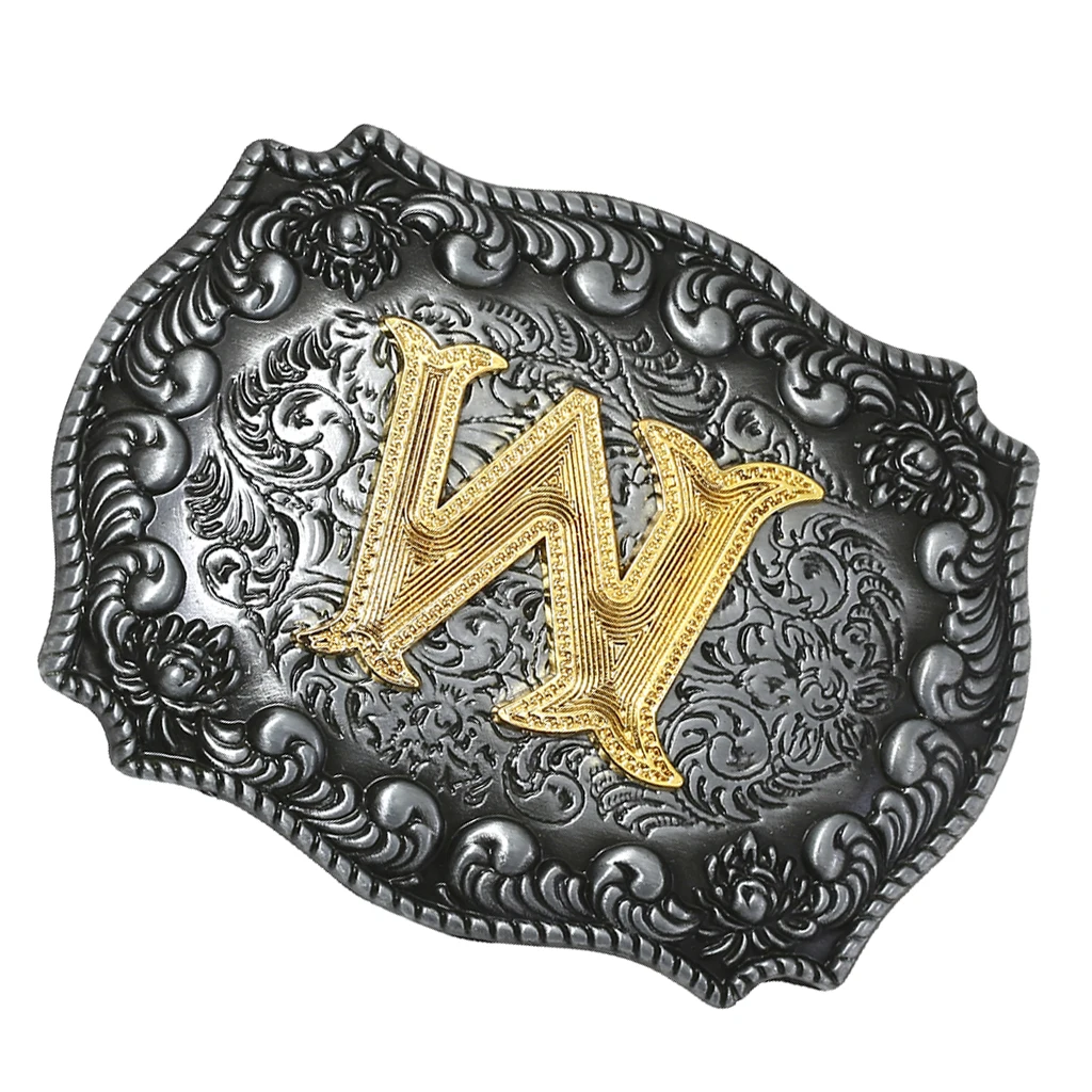 Luxurious Man Belt Buckle Novelty Women Cool Golden Initial Letters ABCDWXY-Z Mens Cowboy Waist Belt Buckle Indian Metal Buckle