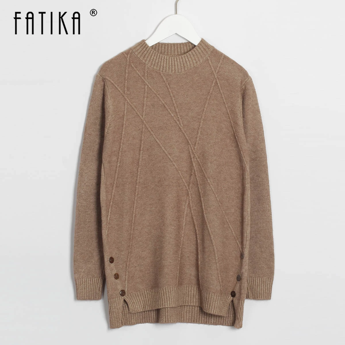 

Fatika Hot Basic Sweaters Solid O-Neck Button Long Sleeve Pullover Knitted Jumper Tops Casual Sweater 2019 Autumn Winter
