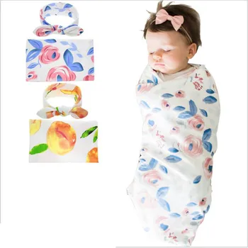 

Useful Fashion Newborn Infant Baby Sleep Bag Swaddle Blanket Baby Lovely Floral Arrow Sleeping Swaddle Muslin Wrap Headband