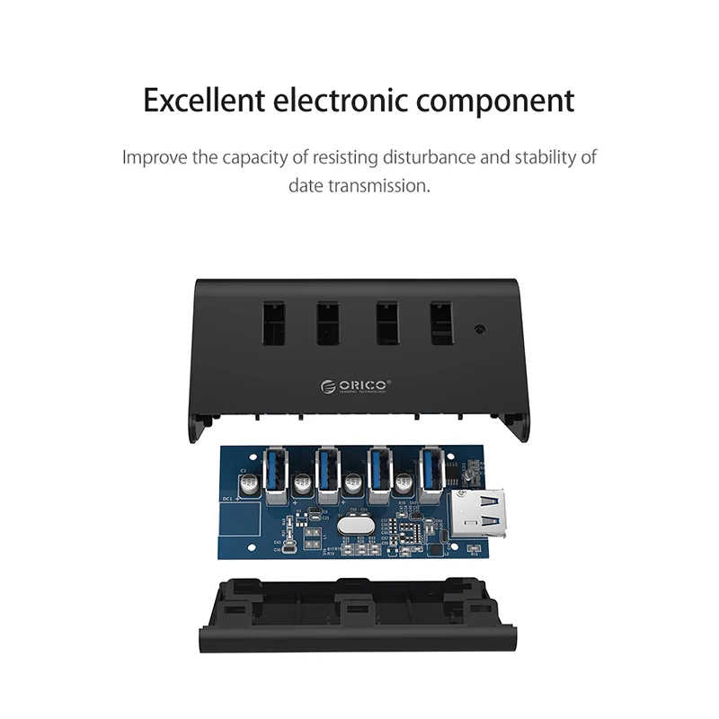 ORICO 5 Гбит/с высокоскоростной мини 4 порта USB3.0 концентратор сплиттер для настольного ноутбука с подставкой держатель для телефона Tablet PC-черный/белый