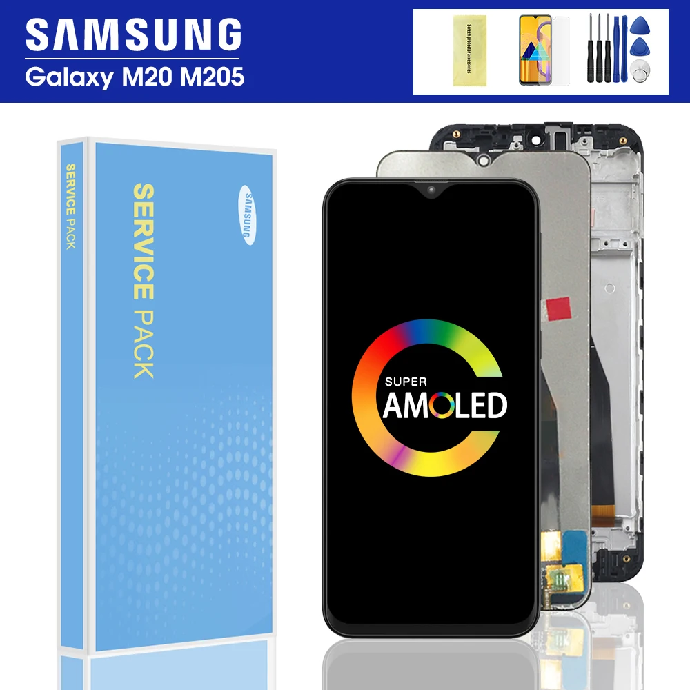 Оригинальный 6 3 ''ЖК дисплей для SAMSUNG Galaxy M20 2019 SM M205 M205F ЖК сенсорный экран