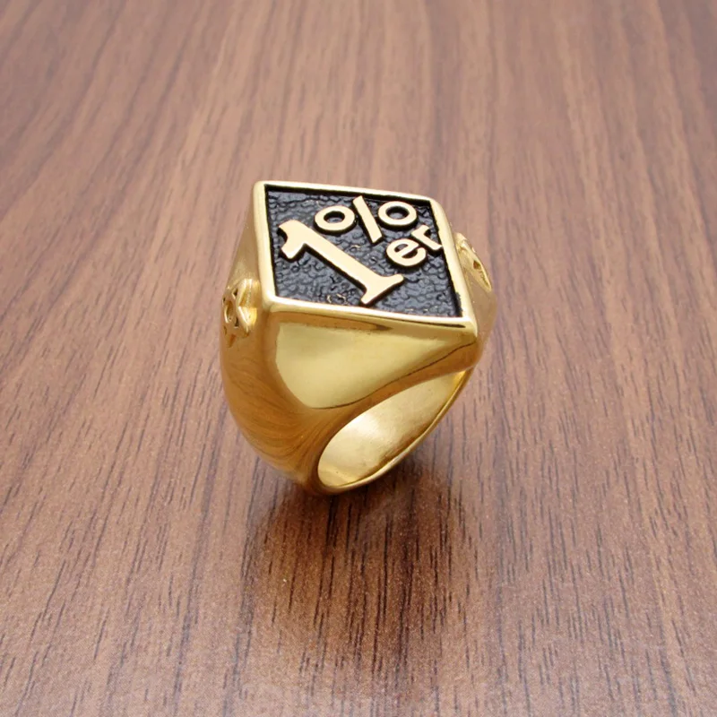 Punk Cool 316L Stainless Steel Silver Color Black Golden Plated 1% er Number Ring Boy Motorcycle Biker Band Party Rings 4