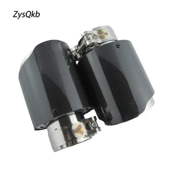 

2PC Car Universal Carbon Fiber Exhaust Tip Glossy Carbon Fiber+Stainless Steel Exhaust Tip Muffler CAR MODIFIDE