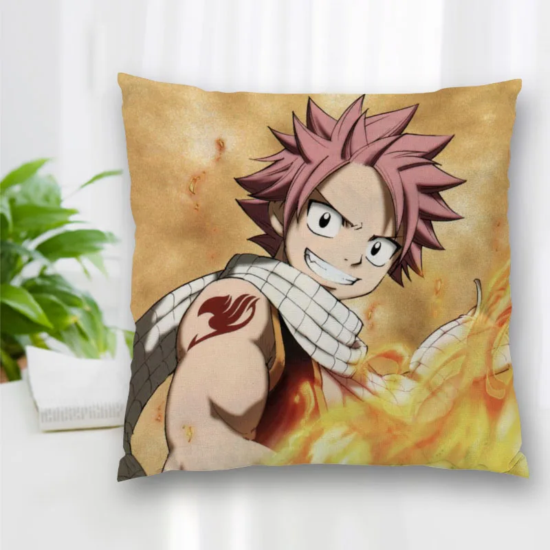 Natsu Dragneel FAIRY TAIL Anime Pillow Slips Polyester Decorative Pillowcases Zipper Case Pillowcase Cover Square 40x40cm | Дом и сад